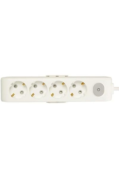 STOREMAX Kerem Multi-Let 4-Way Switch-Grounded Wired Plug 2m Socket Shop 1109945