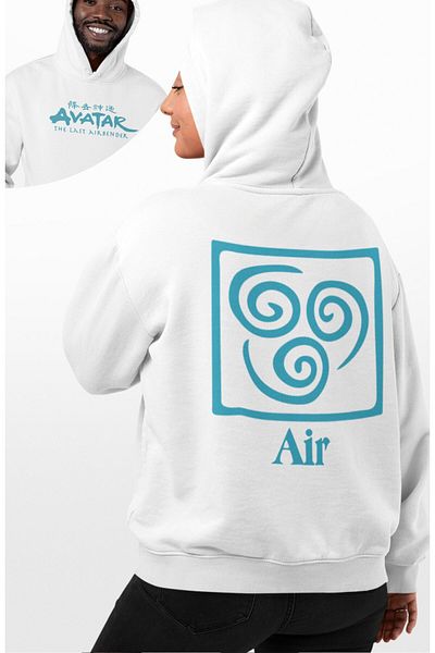 Fuddy Moda Φούτερ με κουκούλα Unisex Air Kingdom με στάμπα μεγάλου μεγέθους - Avatar The Last Airbender Hoodie