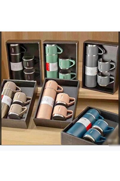 OMZ 3-Cup Thermos 24 Hours Hot and Cold Protection 1 L Beverage Stainless Steel Green 24-Hour Boxed Tr