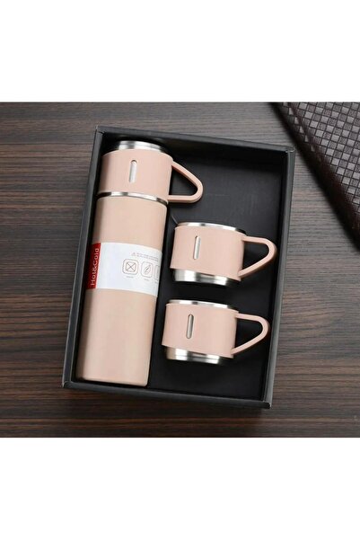 OMZ Stainless Steel Thermos Pink Color 3-Cup Thermos Set Vacuum Thermos Set Drink with Bag Gift 50