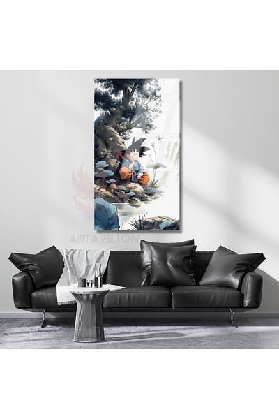 Artarilion Tablou din sticlă Anime Goku Dragon Ball Tematică Imprimare digitală Pictură din sticlă Pictură pentru cameră de jocuri