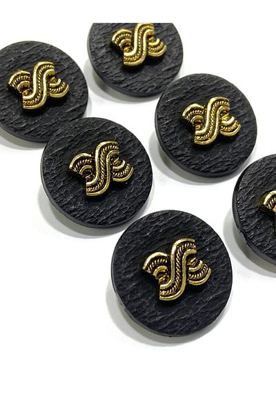 karantuhafiye Black Trench Coat Jacket - Gold Embossed Detail, 2.2 cm Button, Code: 2620