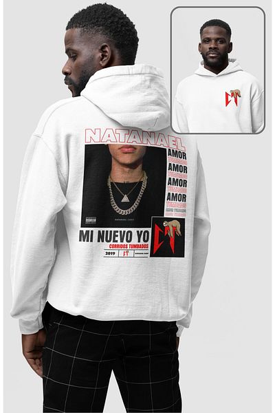 Fuddy Moda Natanael Cano Written Unisex Oversize Hooded Sweatshirt - Back Printed
