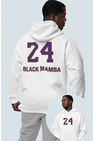 Fuddy Moda Unisex Mamba 24 Printed Back Printed Hooded Sweatshirt - Oversize Kobe Themed Hoodie