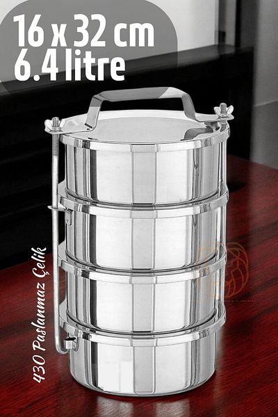 Transformacion 4 Tiers 16 cm 6.4 L Lunch Box Food Container Stainless Steel