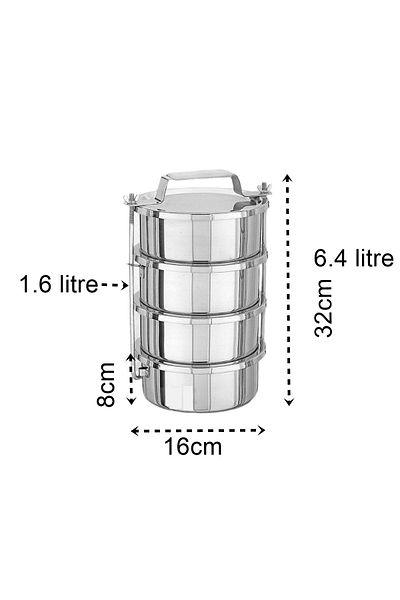 Transformacion 4 Tiers 16 cm 6.4 L Lunch Box Food Container Stainless Steel
