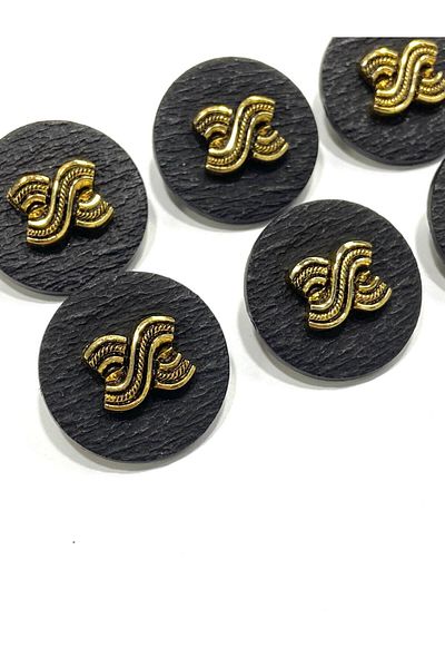karantuhafiye Black Trench Coat Jacket - Gold Embossed Detail, 2.2 cm Button, Code: 2620