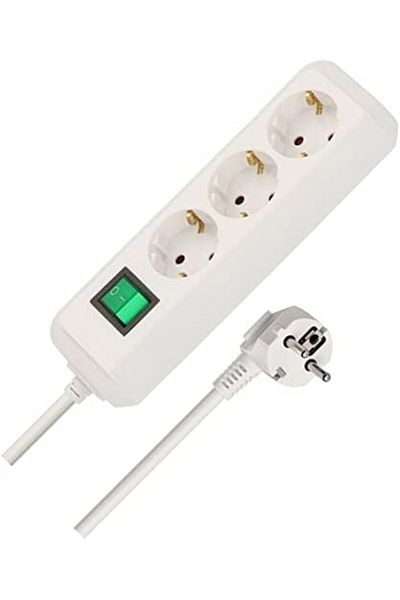 STOREMAX Smgshop Socket) - 3-Piece High Multi-Socket with 5m White Cable, Multi-Switch and Contact Protection
