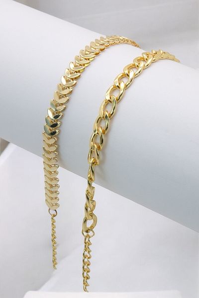 TAKIPORT Gold Color 2-Piece Women's Bracelet Combination Suitable for Any Wrist