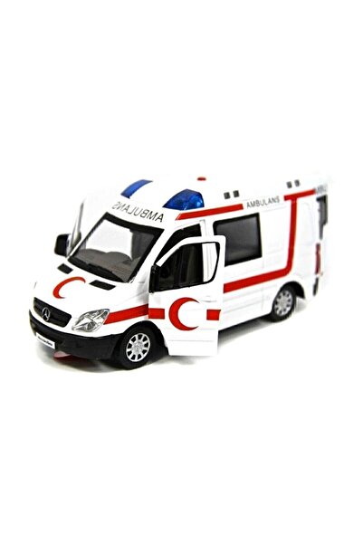 Vardem Metal Kapıları Açılan Sesli Işıklı Ambulans Beyaz Mercedes Benz 1:32 Ö...