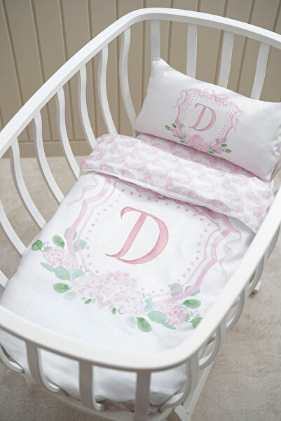 Pithy طقم غطاء لحاف جانب الأم بحرف D - سلسلة خاصة باللون الوردي