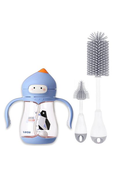 LUQU BABY LuQu Toddler Straw Cups, PPSU Sippy Cup with Weighted Straw and Silicone Brush