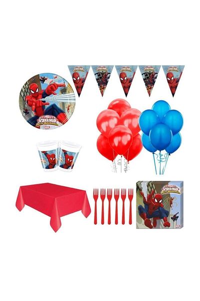 SPIDERMAN Boy Spider Man Spiderman Birthday Concept Party Supplies Set for 8 People