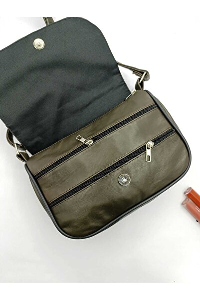 NahitaTyana Γυναικεία τσάντα ώμου από γνήσιο δέρμα χακί πράσινη