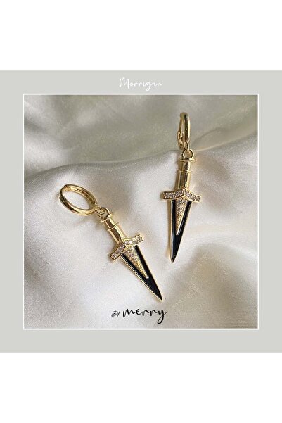 by Merry Kılıç Küpe, Gotik Kılıç Küpe, Çelik Kılıç Küpe, Altın Kaplama Kılıç Küpe, Gotik Küpe, Gold Küpe