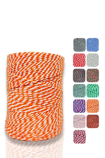 Akduman İplik 200 Mt Orange-White Gift Packing Rope 200 Gr