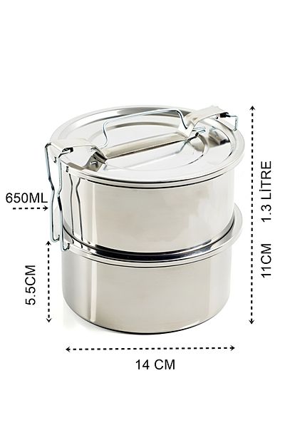 Transformacion 14 cm 1.3 L 2 Tiers Stainless Steel Food Container 721365
