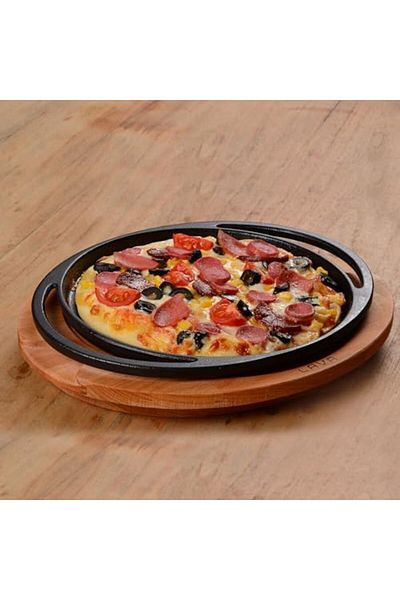STOREMAX Megadepo Cast Pizza/Crepe/Pancake Pan with Wooden Base - Lv as 120 - Lv as 133 272260