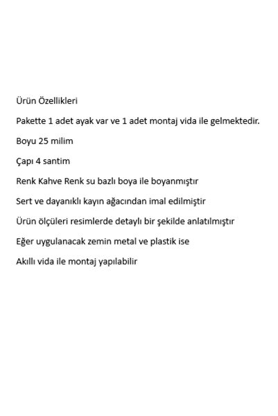 X-Perk Masa Sandalye Mobilya Ünite Kanepe Koltuk Sehpa Ahşap Ayak Yükseltici Boy 25 Mm Çap 4 Cm Kahve