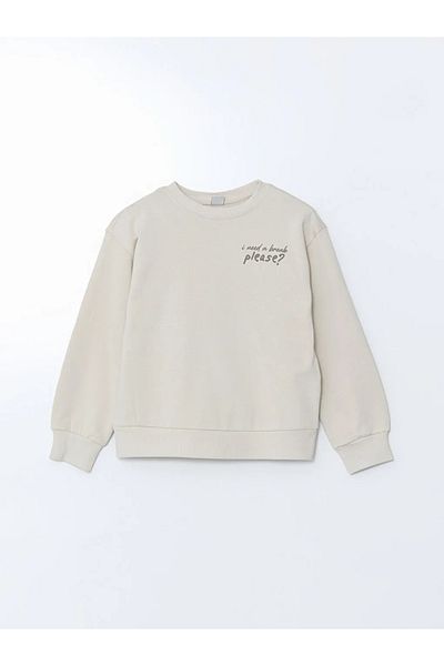 LC Waikiki Παιδικό φούτερ για κορίτσια LCW Kids Grey Crew Neck