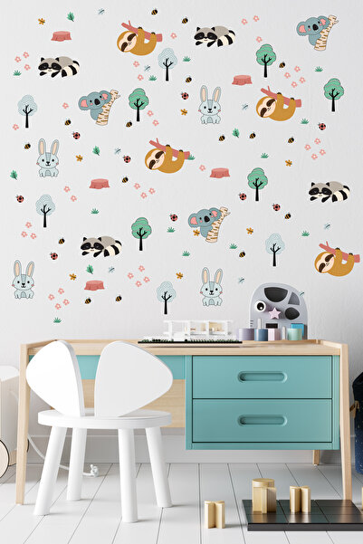 esatoys Cute Animals Themed Kids Room Sticker Set