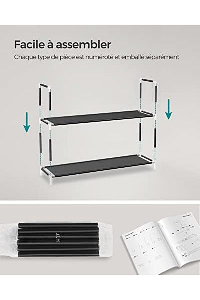 STOREMAX nars10 Ράφι παπουτσιών 3 επιπέδων, λύση αποθήκευσης παπουτσιών για ντουλάπι πόρτας, λεπτό και διαστηματικό