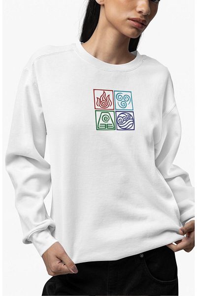 Fuddy Moda Unisex Oversize Avatar Earth Kingdom Back Printed Crew Neck Hoodless Sweatshirt