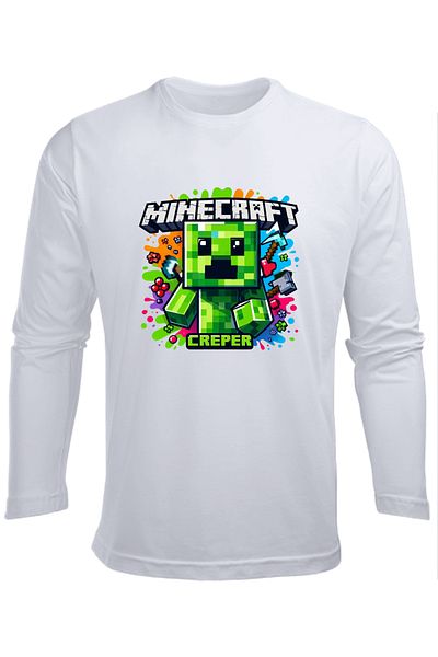 Efendioğlu Design Tricou pentru copii cu mânecă lungă Mine craft Creper Character cu mânecă lungă