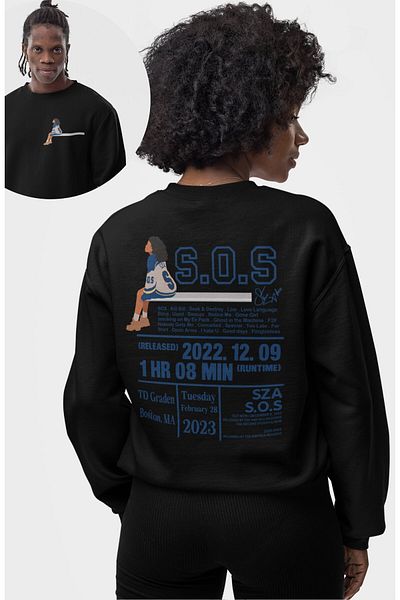 Fuddy Moda Unisex S.O.S Tour - Crew Neck, Back Printed Hoodless Oversize Sweatshirt
