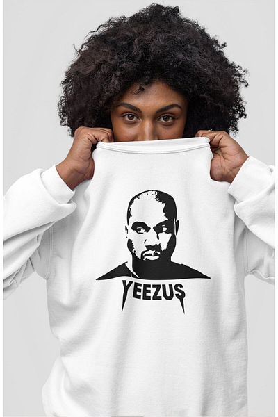 Fuddy Moda Hanorac oversize unisex cu imprimeu Yeezus - fără glugă, decolteu