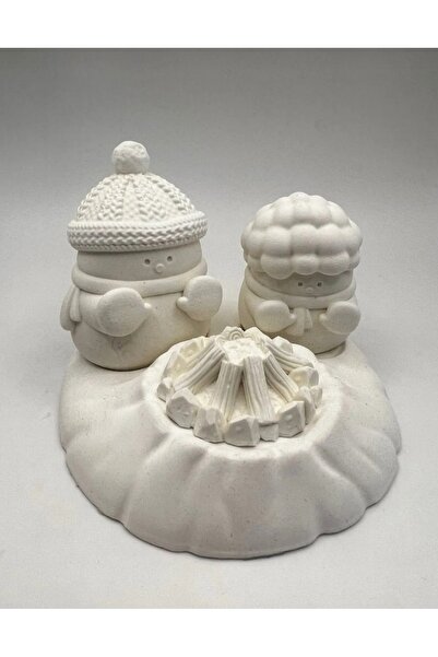 Avcı Ham Boyanabilir Obje Üşüyen Kardan Adamlar Set 4 Parça Boyasız