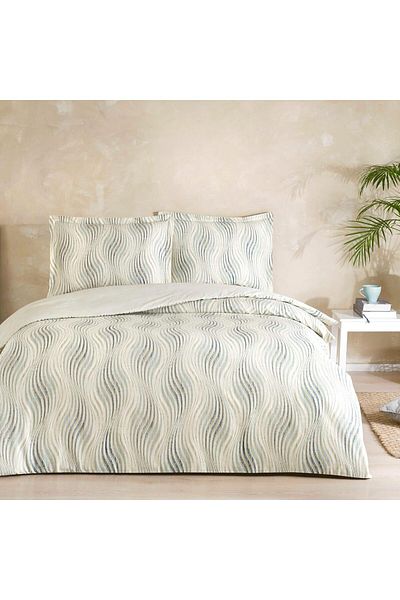 STOREMAX Montana Patterned Beige Satin Bedding Set - 100% Cotton, Double