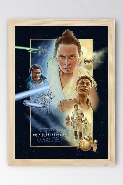 Saturn Star Wars Framed Print - Space Wars the Rise of Skywalker Fim Poster Print