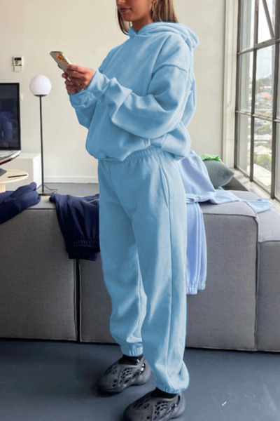 ruNadeS Kadın Pamuklu Oversize Kapüşonlu Paçası Lastikli Eşofman Takımı - Yürüyüş