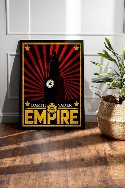 Saturn Star Wars Darth Vader Empire Framed Painting - Space Wars Fim Poster Painting