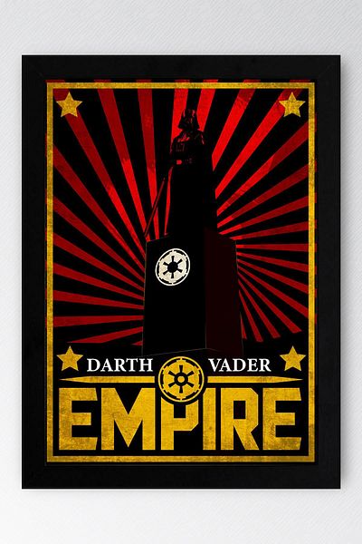 Saturn Star Wars Darth Vader Empire Framed Painting - Space Wars Fim Poster Painting