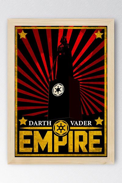 Saturn Star Wars Darth Vader Empire Framed Painting - Space Wars Fim Poster Painting