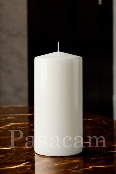Paşa Cam El İşçiliği Silindir Kütük Mum Lavanta Kokulu 25 Cm Uzunluk 10 Cm Ge...