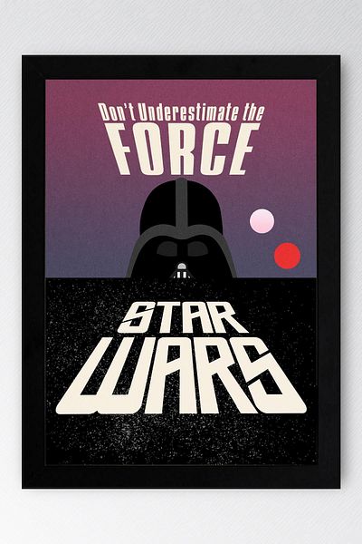 Saturn Star Wars Darth Vader Framed Painting - Space Wars Fim Poster Painting