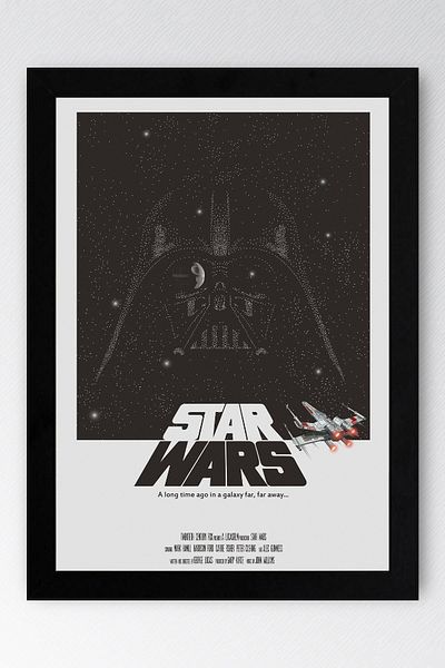 Saturn Star Wars Darth Vader Framed Painting - Space Wars Fim Poster Painting