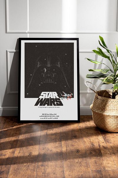 Saturn Star Wars Darth Vader Framed Painting - Space Wars Fim Poster Painting