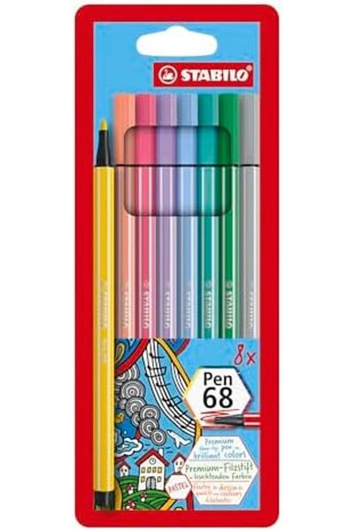 STOREMAX Jvnnshop Pen 68 - Felt Tip Crayons - Pack of 8 - Pastel Colors