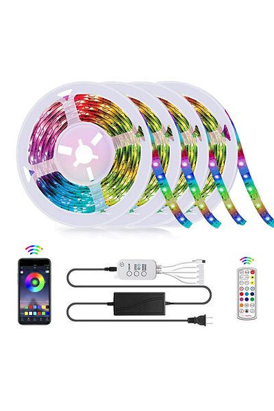 fulina 4-Piece RGB Color Changing LED Strip Light With Remote Control Multicolour 20 meter