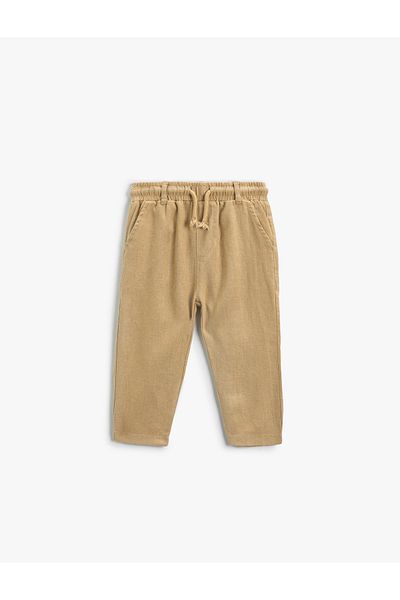 Koton Samthose Cordhose mit Bindegürtel und Tasche Baumwolle