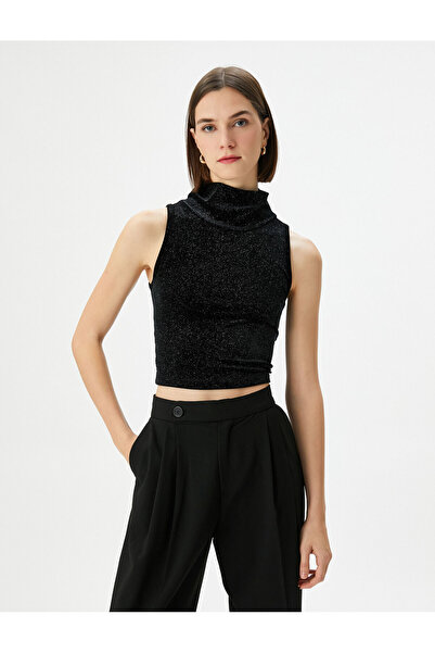 Koton Crop Atlet Boğazlı Simli Kolsuz