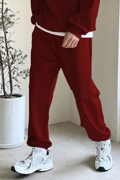 ruNadeS Unisex Claret Red Πλεκτό Φούτερ με 3 κλωστές - Ελαστικό πόδι