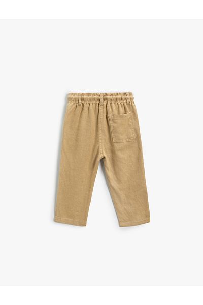 Koton Samthose Cordhose mit Bindegürtel und Tasche Baumwolle