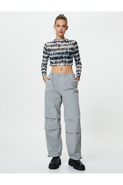 Koton Oversize Parachute Trousers with Floor Detail and Pockets Cotton