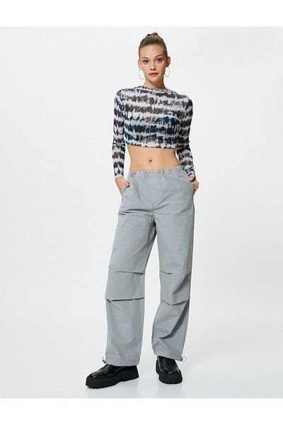 Koton Oversize Parachute Trousers with Floor Detail and Pockets Cotton