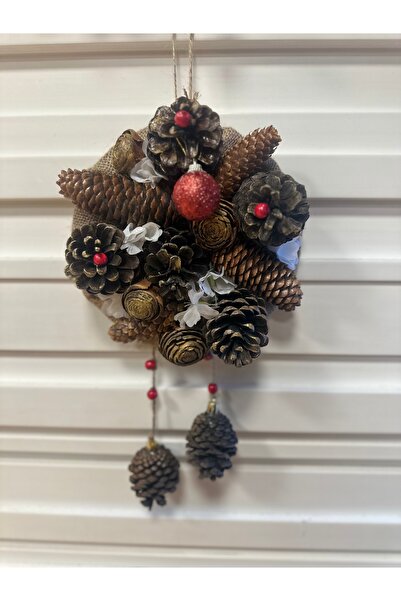 Marrone Bahçe Dekor Ürünü Kapı Süsü Balkon Süsü Kozalak Yılbaşı Noel Kapı Süs...